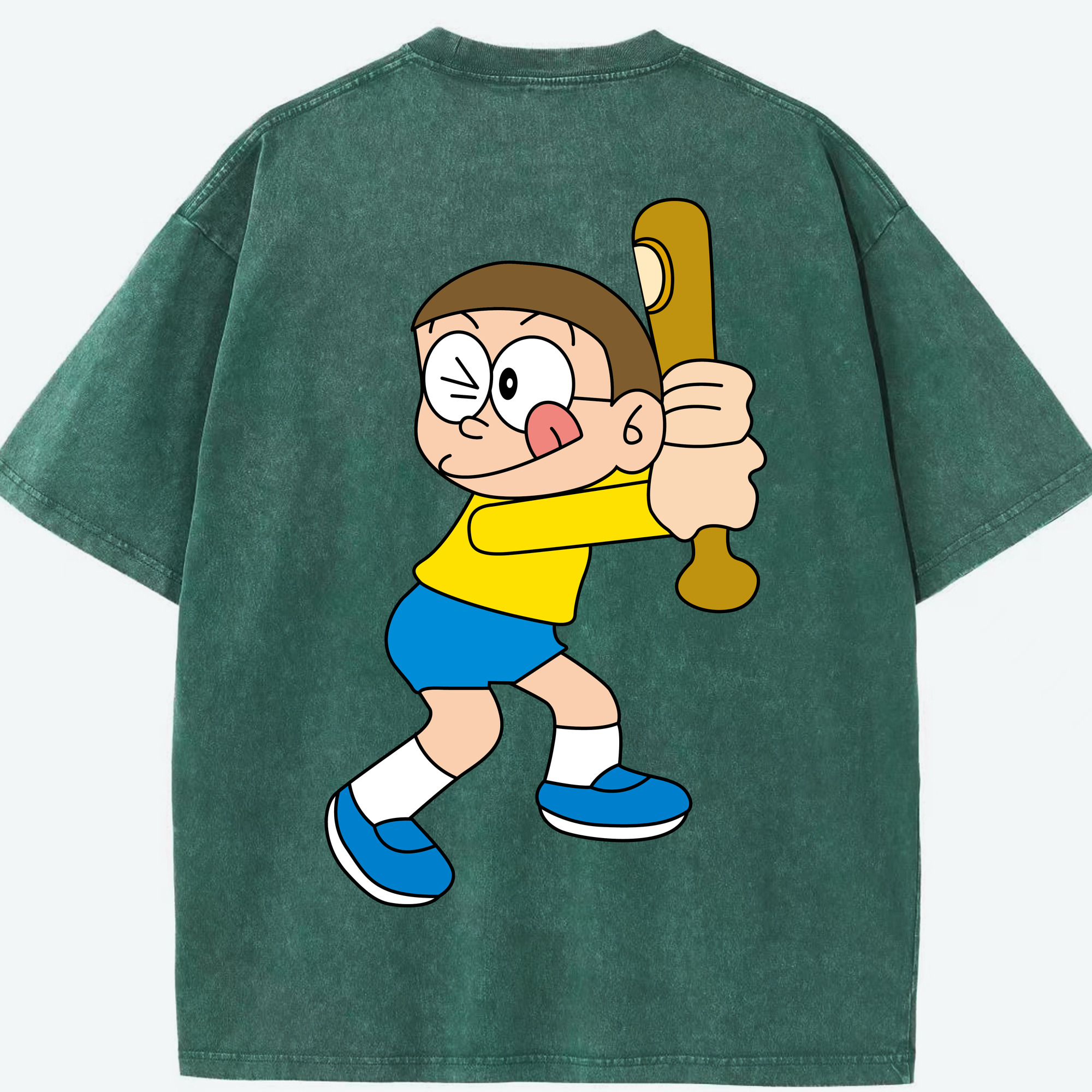 （画像用） ドラえもん 野比 のび太 Doraemon Nobita Nobi 綿100% ヴィンテージ風 半袖Tシャツ（背面プリント）